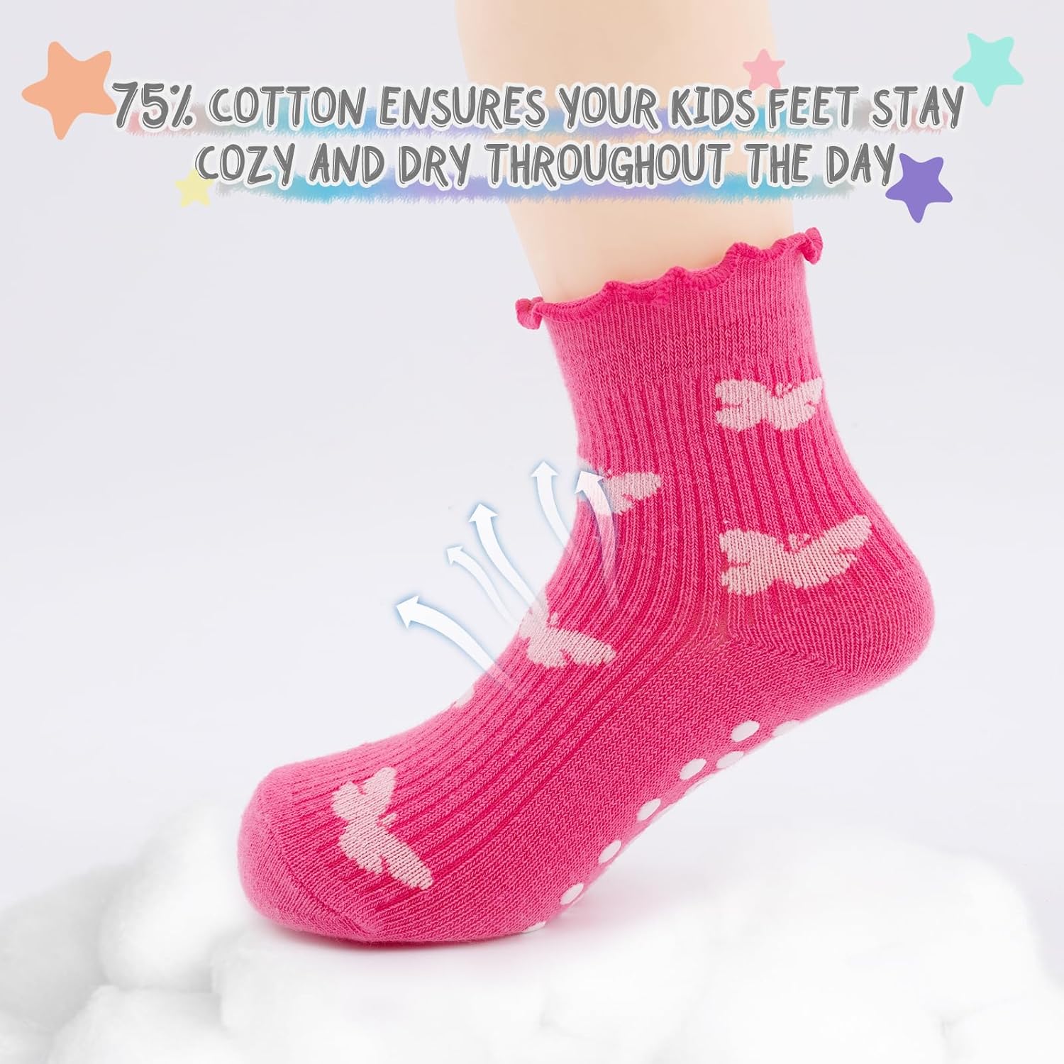 Baby Toddle Socks Grip Non Slip Kids Boys Girls Cotton 12 Pack Ankle Cute Newborn Socks - Image 3