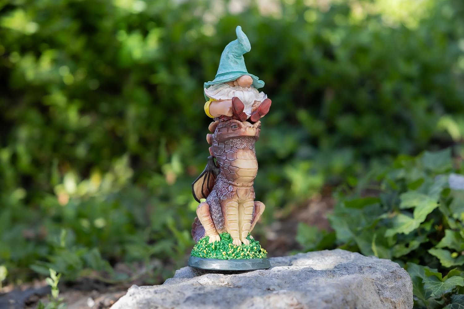 Enchanting Gnome Dragon Rider 12 in - Indoor-Outdoor Home and Garden Decor Statues for Your Yard, Lawn, Front Door , Porch or Patio - Large Gnomes for Spring Summer and Fall - Gifts For Gnome Lovers