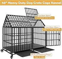 Vista 4 de Jaula indestructible para perros de 50 pulgadas, resistente y resistente, de acero de alto impacto contra la ansiedad, jaula resistente y duradera