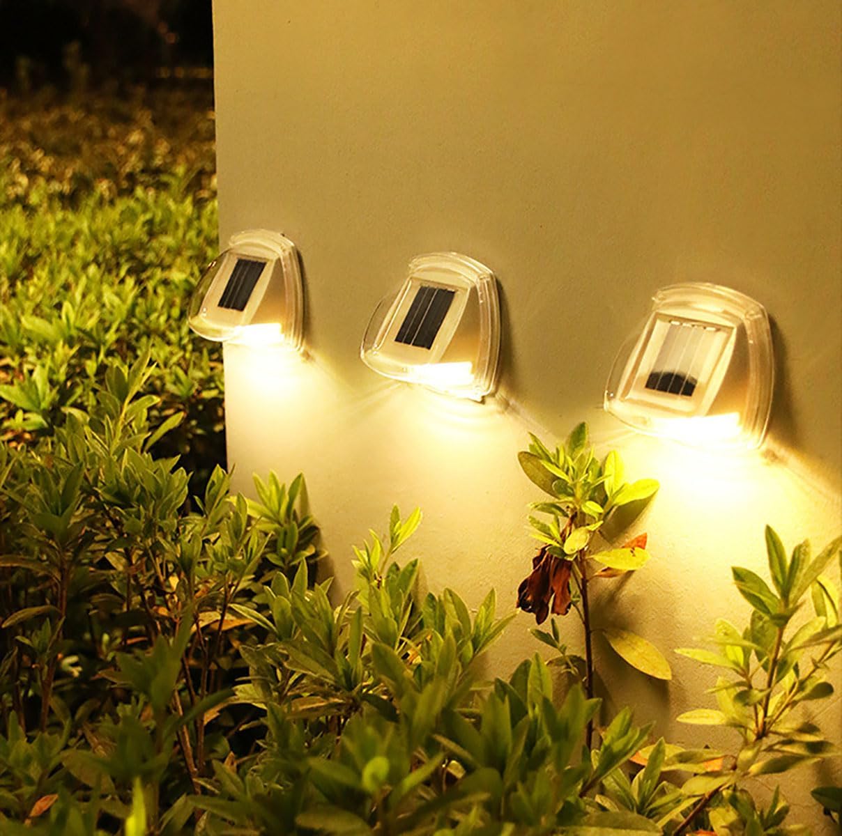 4-Pack Outdoor Solar Street Light Garden Waterproof Wall Lamp Household Lighting Super Bright LED Small Night Solar Outdoor Wall Light Bulb for Yard, Deck