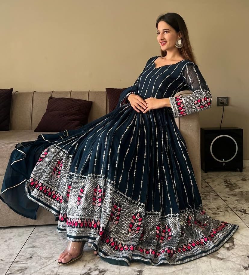 Image of Fashion Basket Women's Georgette Anarkali Dress