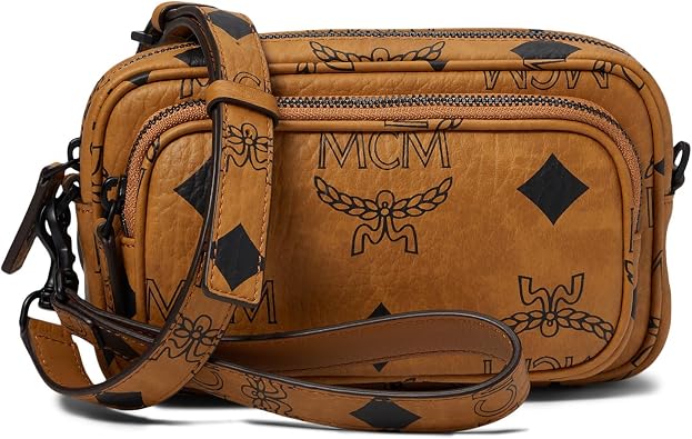 MCM Aren Maxi Monogrammed VI Crossbody Mini Cognac One Size