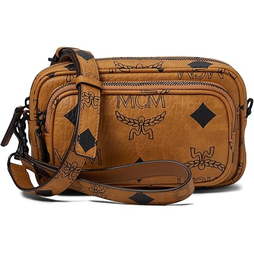 MCM Aren Maxi Monogrammed VI Crossbody Mini Cognac One Size