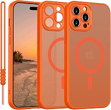 Magnetic Cover for iPhone 14 Pro Max Compatible with MagSafe, Case for iPhone 14 Pro Max Translucent Matte Case Ultra-Thin Scratch Resistant Silicone Cover, Orange