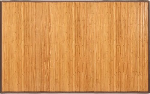 Miniatura 9 de Giantex Alfombras de bambú de 5 x 8 pies, tapete con respaldo antideslizante, tapete de piso enrollable duradero, tapete de interior de 60 x 96
