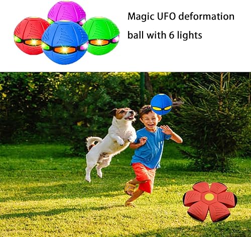 Miniatura 2 de Juguete para mascotas, bola voladora para perros, 2 unidades, bola mágica OVNI juguetes para perros con luces, divertido juguete interactivo para