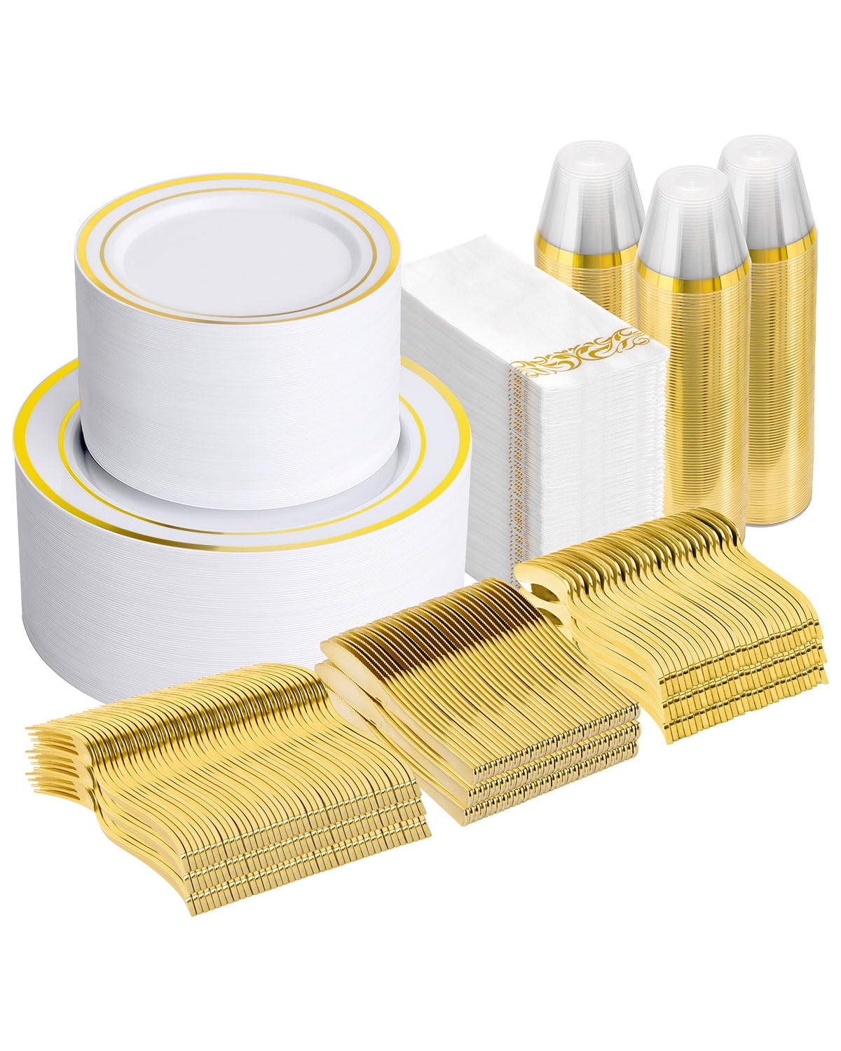 Goodluck Gold Dinnerware Set - 700 Piece Disposable Plates -9