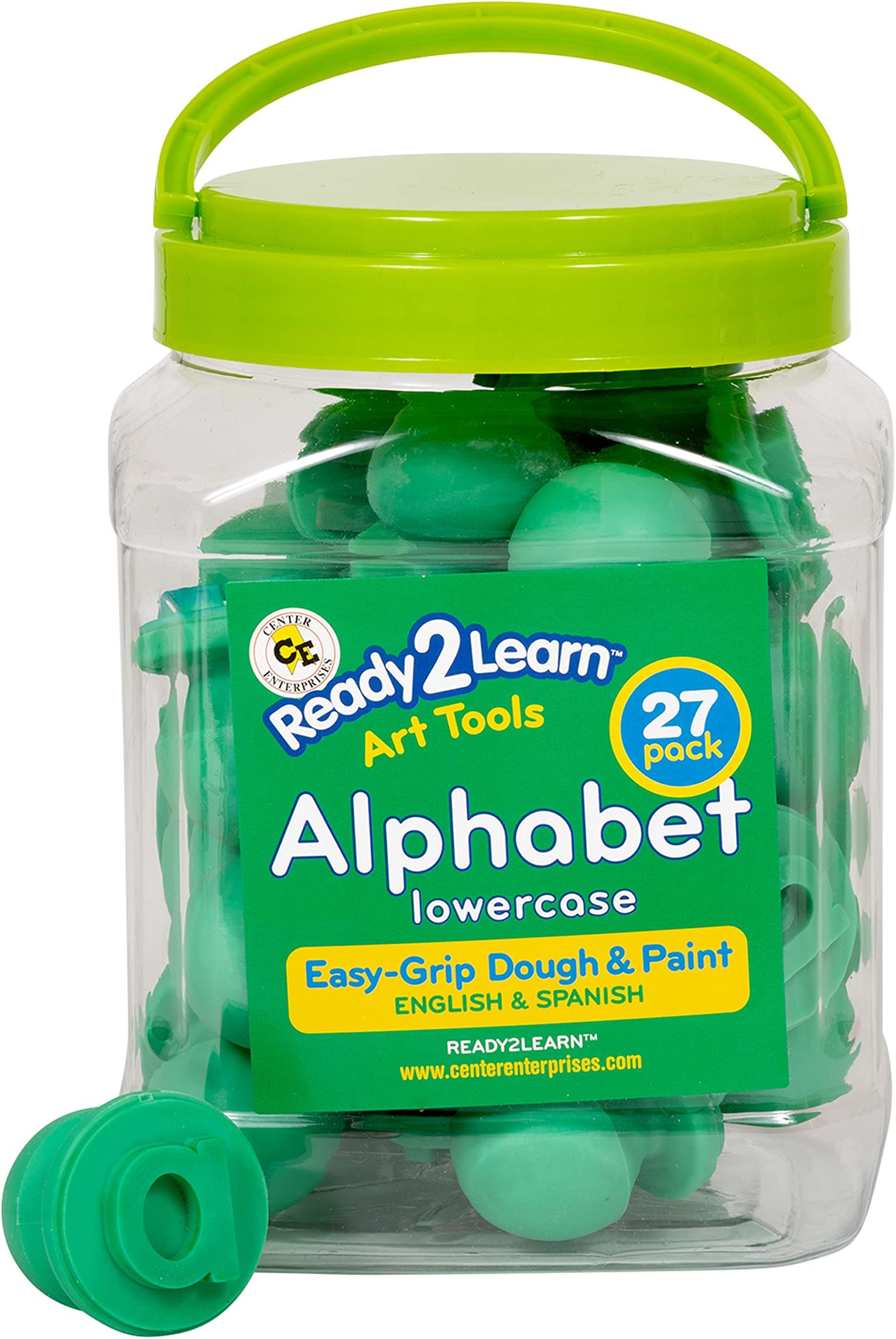 Ready 2 Learn Easy Grip Dough and Paint Stampers - Lowercase Alphabet - Set of 27 - Ages 2+ - Easy to Hold Letter Stamps for Kids