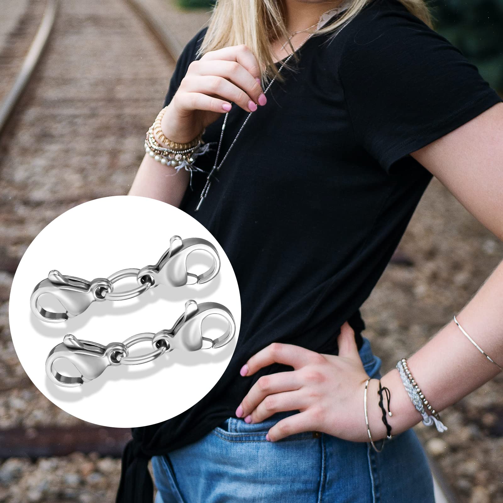 10 Stuks Dubbele Karabijnsluitingen Met Dubbele Opening – Goud, Roestvrij Staal, Kettingverlenging, Verbindingsstuk Voor Sieraden Reparatie En DIY Projecten