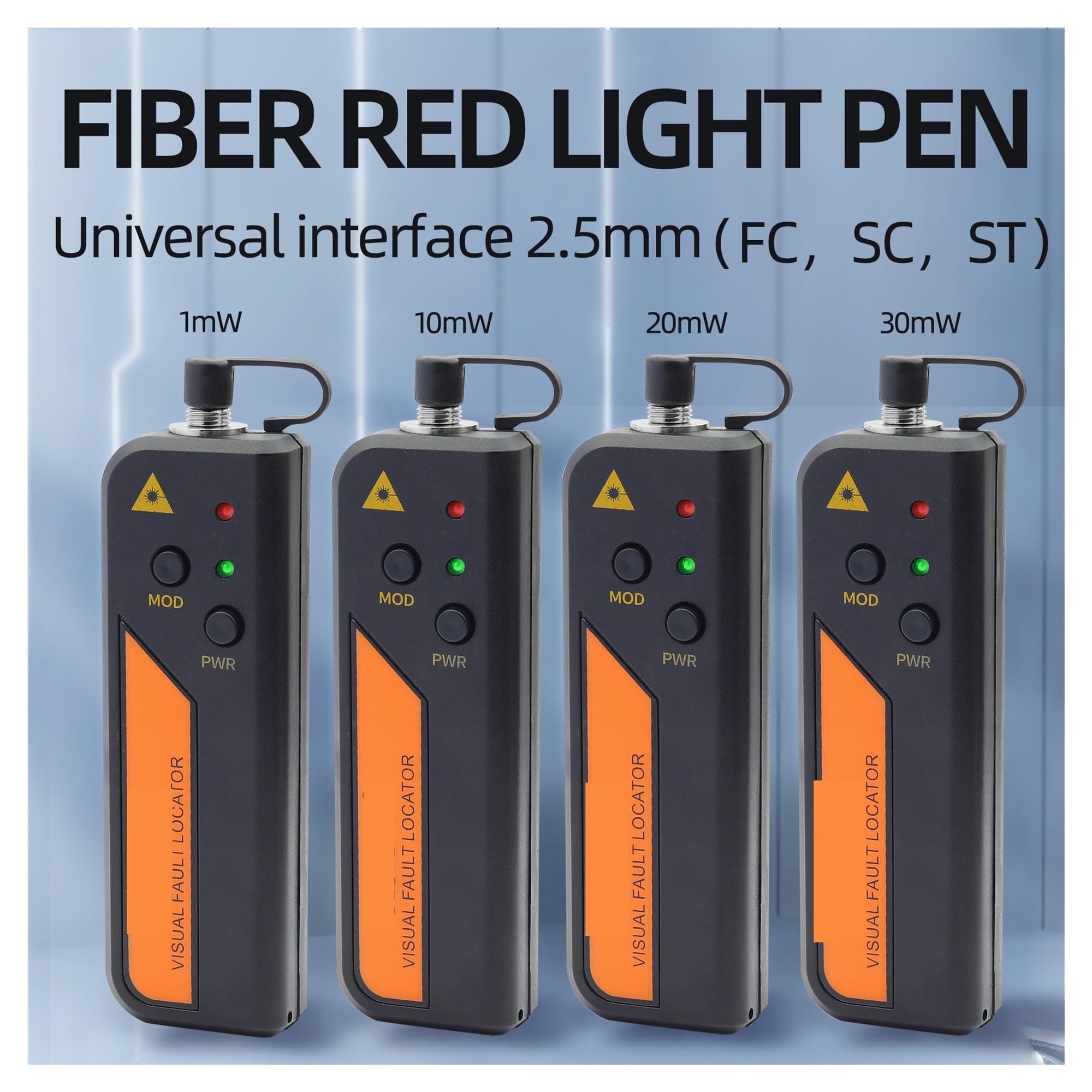 FTTH Mini RGT Localisateur visuel de défauts fibre optique, outil test testeur source lumière rouge 1-30 mw avec connecteur 2,5 mm (SC/FC/ST) Inspection de circuits