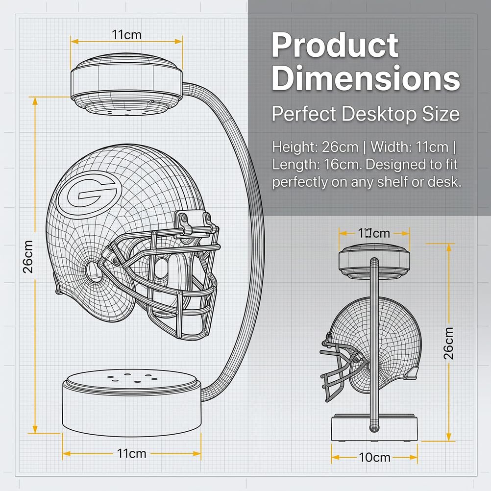 Mini Casco da Football Americano Fluttuante, Collezionabile Sportivo Magnetico in Levitazione, Ornamento da Scrivania, Regalo per Tifosi, Amici e Alumni
