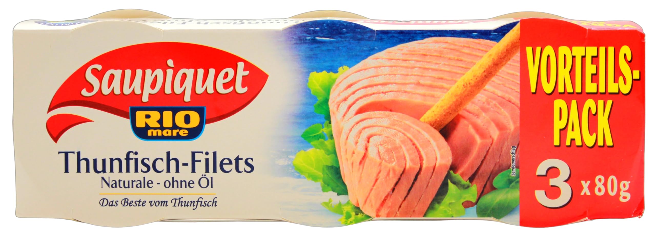 Saupiquet Rio mare Thunfisch-Filets Naturale - ohne Öl 3 x 56g, 8er Pack (8 x 168g)