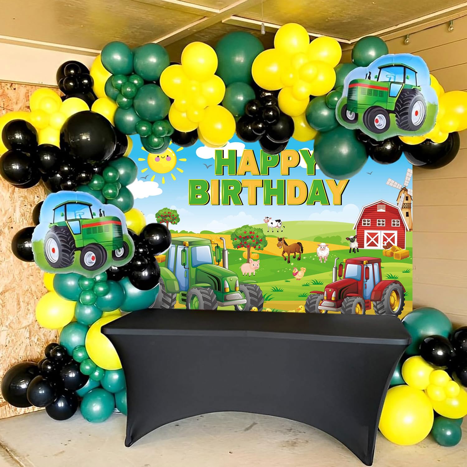 Sfondo Per Compleanno A Tema Trattore - 150x90 Cm Con 4 Occhielli - Decorazione Fattoria Per Bambini 1-6 Anni - 2