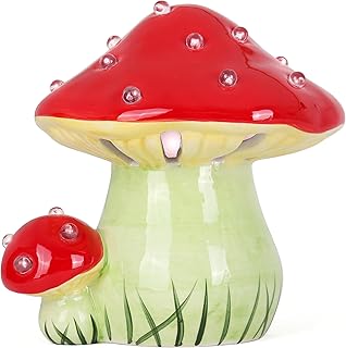 Milltown Merchants Ceramic Christmas Mushroom - Ceramic Christmas Tree Mushroom - Colorful Light up Christmas Mushroom - Nostalgic Christmas Decorations