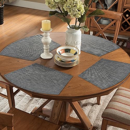 Miniatura 2 de homEdge Mantel individual de PVC, manteles individuales de cuña, manteles individuales de vinilo lavables, para mesa redonda, juego de 4 unidades,