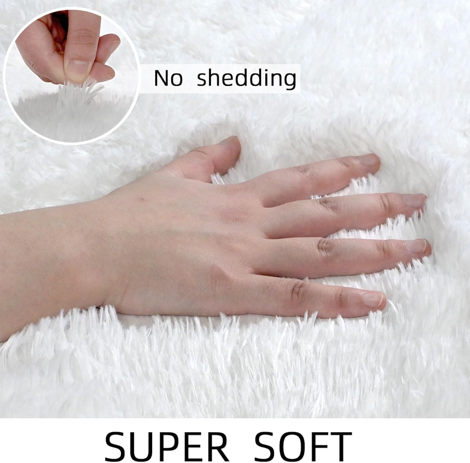 Shag White Rug, Rugs for Bedroom Living Room, 4x6 Ultra Soft Fluffy Area Rugs for Bedside, Kids Girls Room, Nursery, Playroom, Easy Clean, Indoor Carpet for Living Room, Modern Carpet Décor