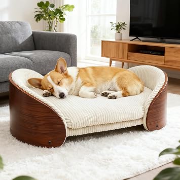 Pet Sofa for Small Dogs & Cats, Features a Removable Back Cushion and Removable Seat Cover, Modern Pet Furniture for Cute Cats and Puppies, Weight Limit 22 lbs, Double-Sided Backrest, S