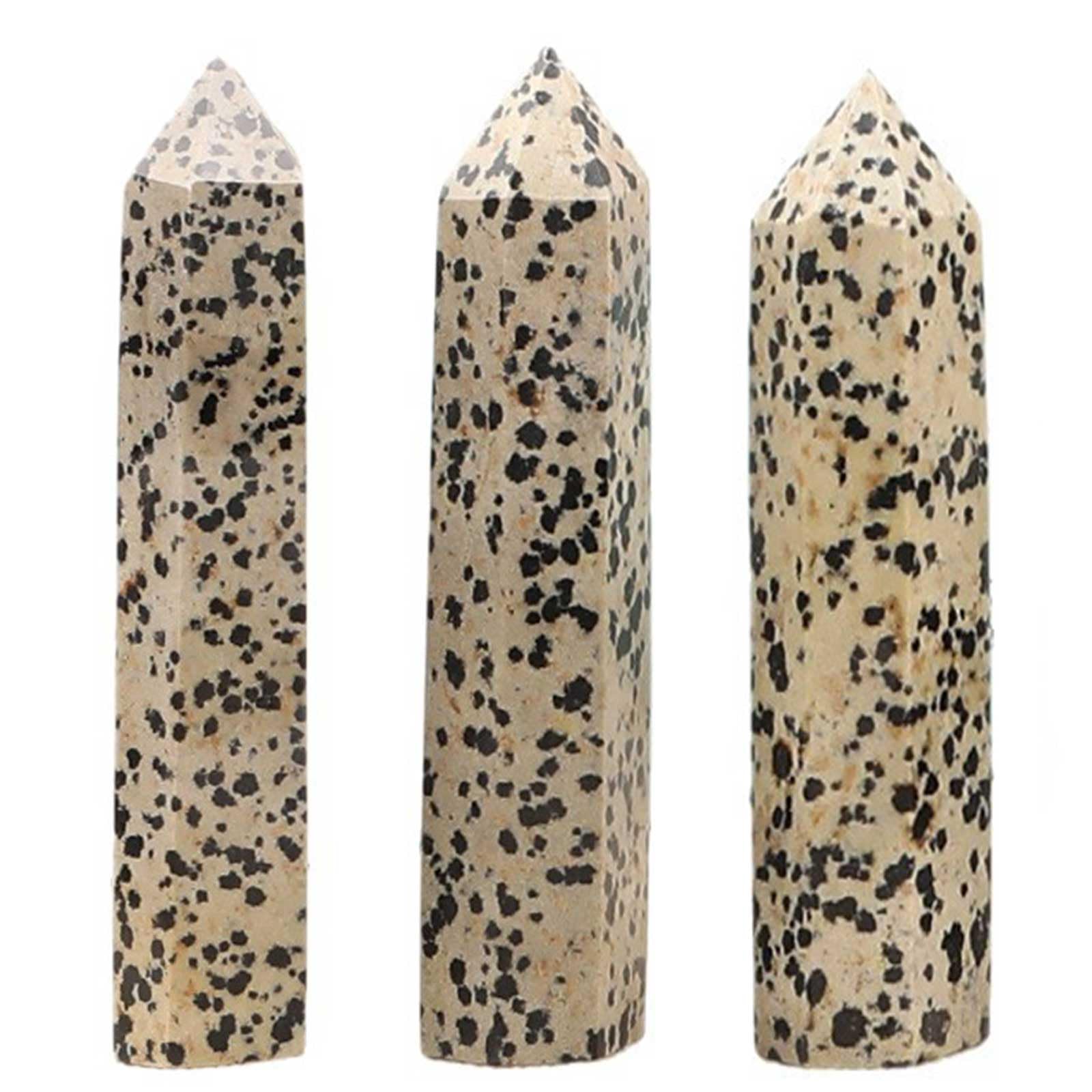 AGSHYWFT Dalmatian Jasper Crystal Stone Wand Hexagonal Point 3pcs