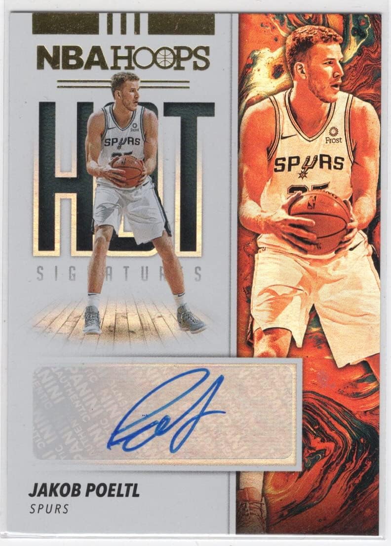 Jakob Poeltl Autographed Rookie Card Hot Signatures Collectible Trading Card - 2020 Panini Hoops Hot Prospects Basketball Card #HS-JPL (Kings)