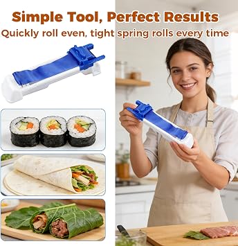 Lumpia Roller Machine for Fast & Even Rolling,Vegetable Meat Rolling Tools for Grape & Cabbage Leaves,Egg Roll Maker, Spring Roll Maker for Family Cooking, Party Meal Prep