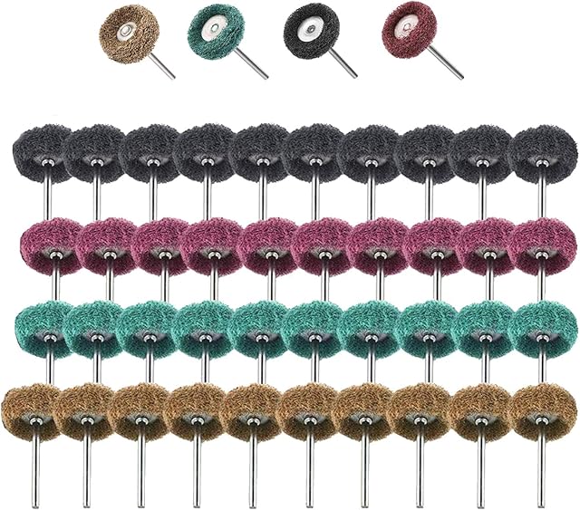 40 Pieces Abrasive Wheels, 1" (25mm) Abrasive Buffing Polishing Wheels Set For Dremel Rotary Tools-1/8"(3mm) Shank