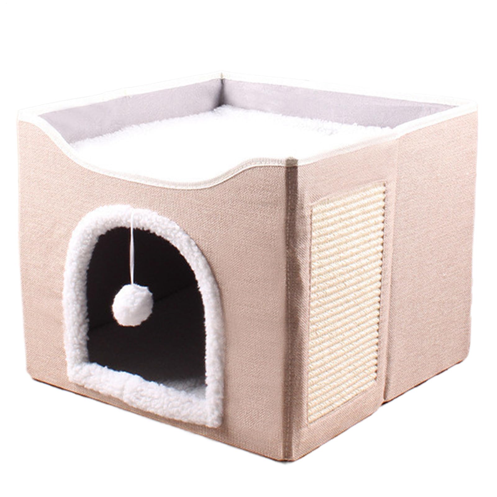 a grotta per gatti, pieghevole, grande cuccia per gatti – graziosa tenda per dormire, cubo per animali domestici con palla di peluche e cuscinetto antigraffio, per animali domestici