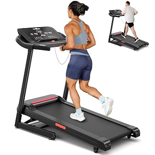 THERUN Home Treadmill with Incline 6%-12%-15% Auto/Manual Adjust, 3.0 HP Foldable Treadmill with LED Strip, Heart Rate Monitoring,16.5" Wider Running Belt - Amazon product rated Grade A