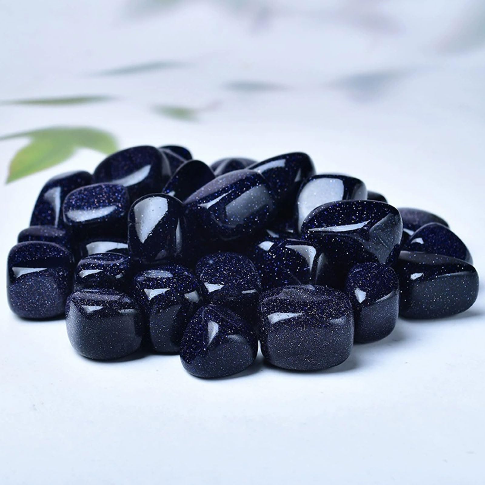 Blue Goldstone caído de Piedras civilizadas a Granel Muestra de Piedra Preciosa de curación Pulida Natural Natural para Reiki, meditación, decoración (Aprox. 1 libra/460g),20~30mm