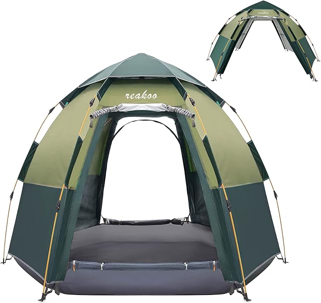 Pop Up Tent for 3 to 4 Person, Waterproof Dome Tent with Porch, Anti-UV Automatic Opening Double Layer Camping Tent Sun Shelter with Carrying Bag