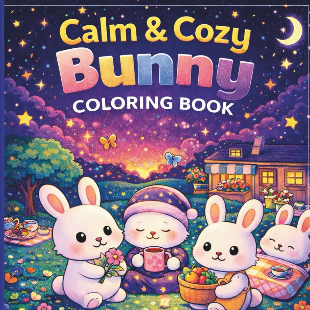 Cozy Bunny Adventures Coloring Book: Relaxing Cute Bunny Scenes for Teens & Adults