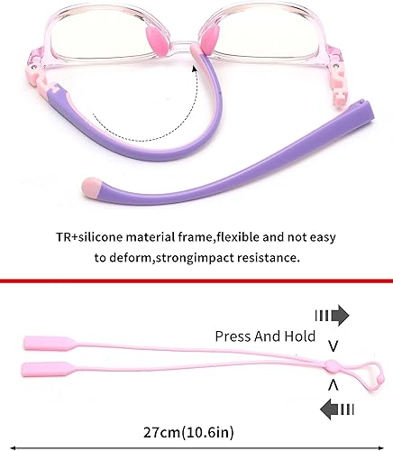 Miniatura 4 de JM Lentes de luz azul para niños, hierbas para juegos de computadora para niñas y niños de 3 a 10 años, lentes anti Blue Ray TR90