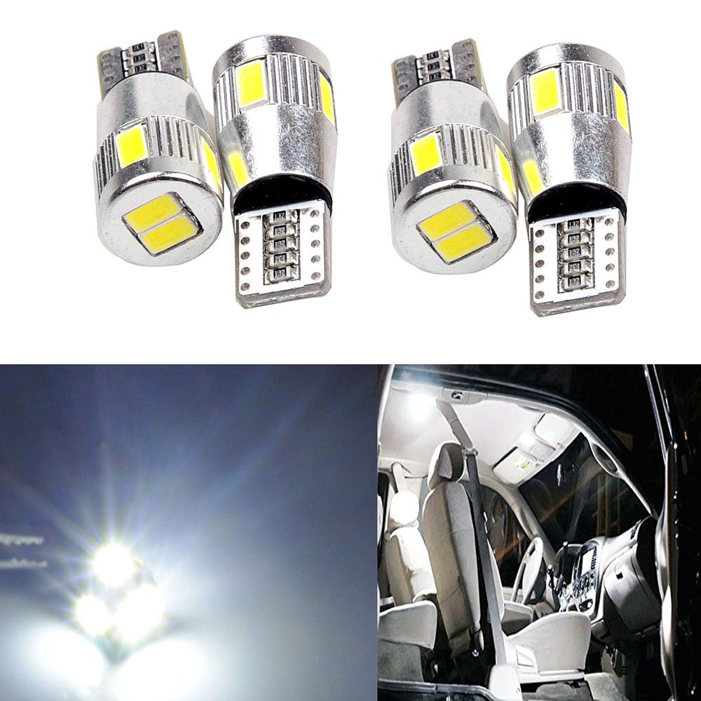 SMKJ 4PCS White T10 5630 6SMD led Replacement Bulb For RV Car Brake Light Lamp Backup Lamps Bulbs Day Running Light (DV-12V)