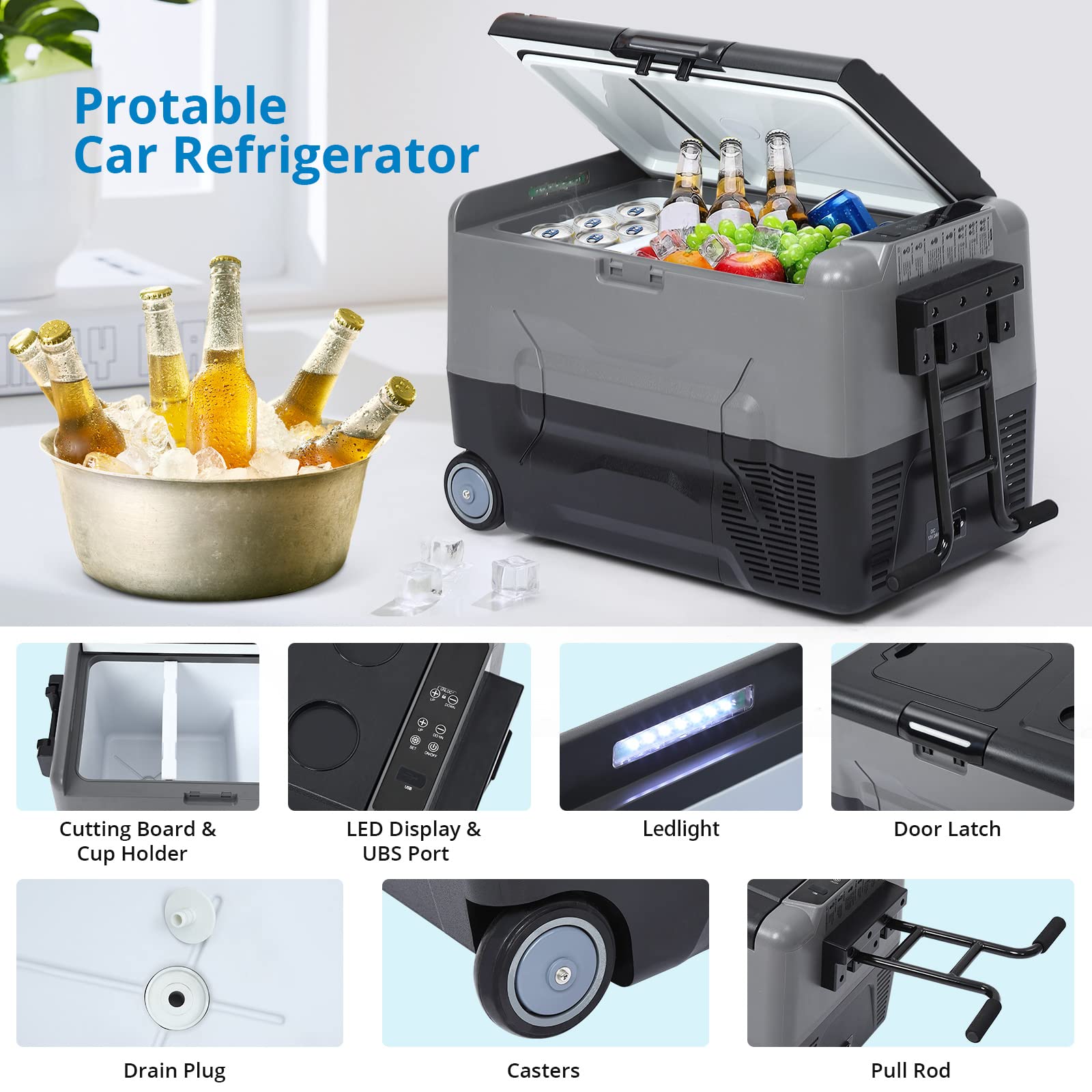 Car Refrigerator, Portable Freezer with 12/24V DC & 110-240V AC, RV Car Fridge Dual Zone APP Control, 37 Quart (35L) -4℉-68℉ Portable Refrigerator for Camping, Travel, Fishing, Outdoor or Home Use on Fridge.com