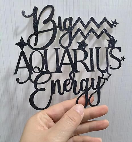 Miniatura 6 de Big Aquarius Energy Cake Topper, Feliz Cumpleaños Acuario en Enero Febrero, Temporada de Acuario, 12 Constelaciones del Zodiaco Tema Decoración de
