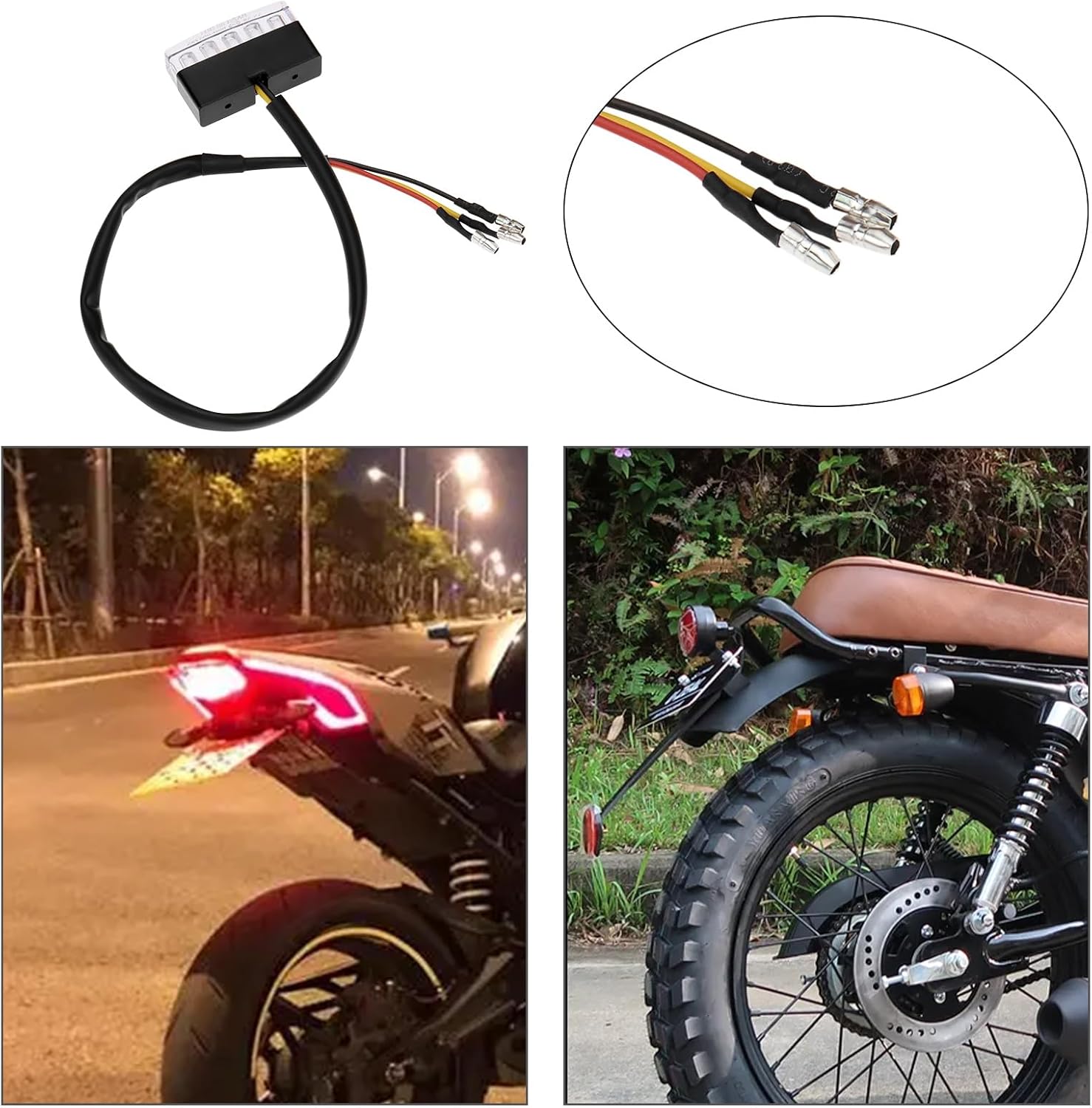 12V Motorcycle Rear Brake Light Tail Light Motorcycle Rear Brake LED Tail Light Wire Length 30cm for Most Motorcycles, Red Light