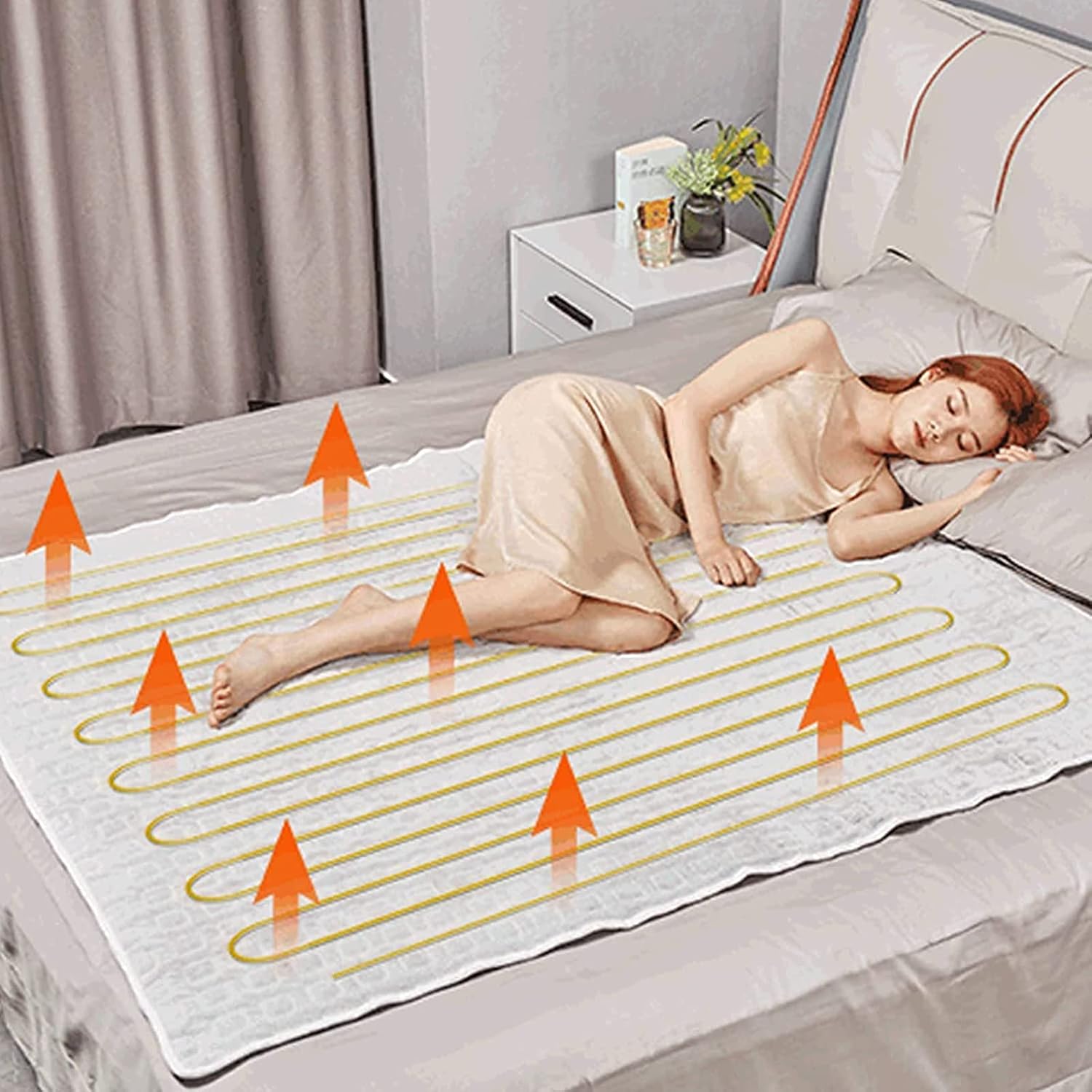 Electric Blanket Heated Underblanket, Heating Pad with Fast Heating, Thermostat, 3 Heating Levels and Overheat Protection, 152 X 127Cm, 100% Polyester, Washable