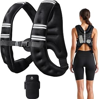 Weighted Vest, 6lb/8lb/12lb/16lb/20lb/25lb/30lb Weight Vest with Reflective Stripe, for Men Women Workout Equipment for Strength Training, Running, Jogging, Fitness, Weight Loss