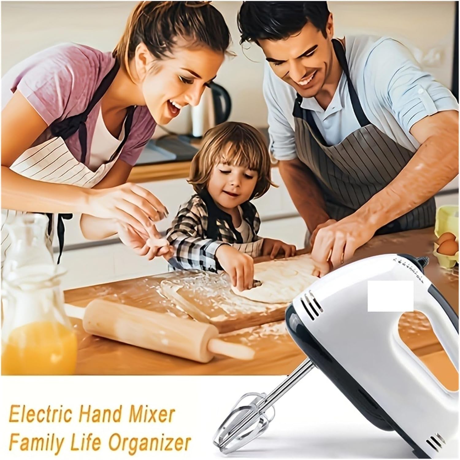 Electric Hand Mixer, 5-Speed Stand Mixer with Turbo Function, 2 Stainless Steel Whisks & Dough Hooks, Portable Beater for Whipping Cream, Egg, Cake Batter, Cookie Dough, Baby Food(US Plug)