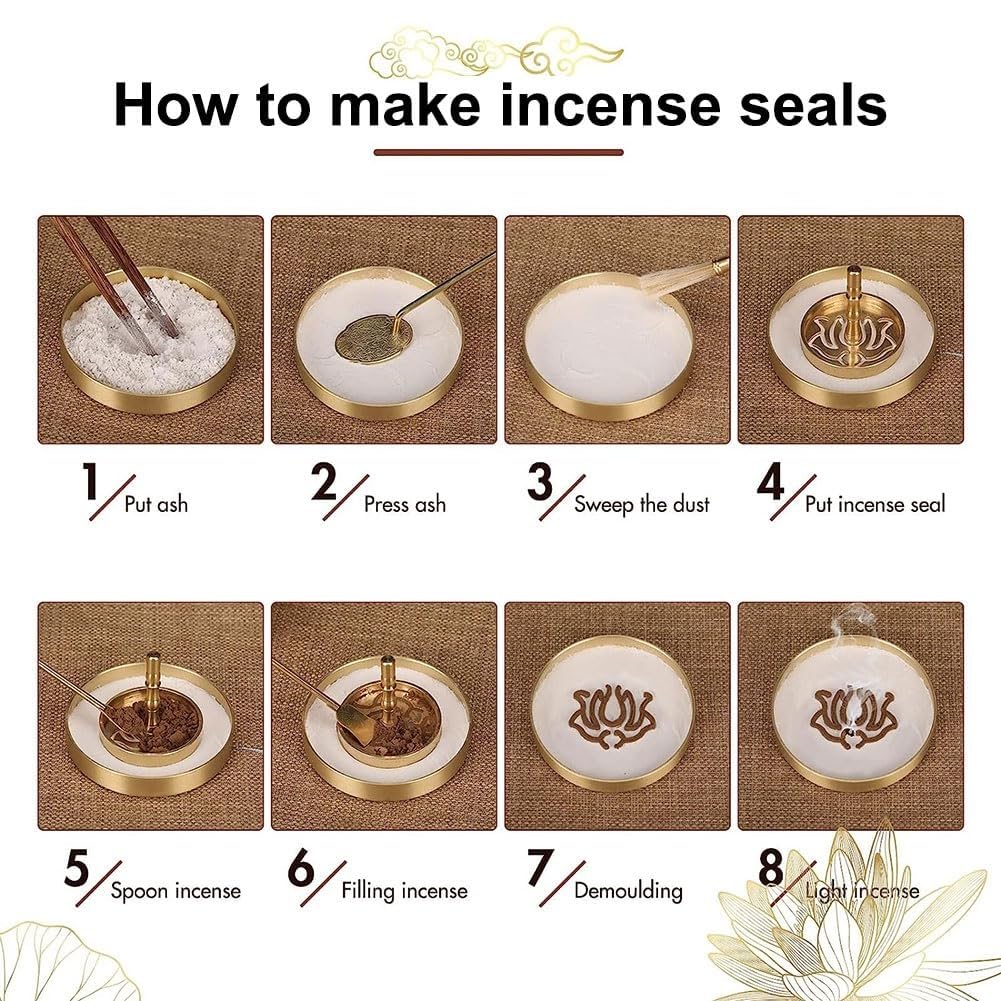 Räucherstäbchen-Set aus Messing, 12-teiliges Set mit Löffel, Schaufel, Pinsel, Brenner und Pulverbehälter, Raumduft-Zubehör für Yoga, Meditation und Handwerk