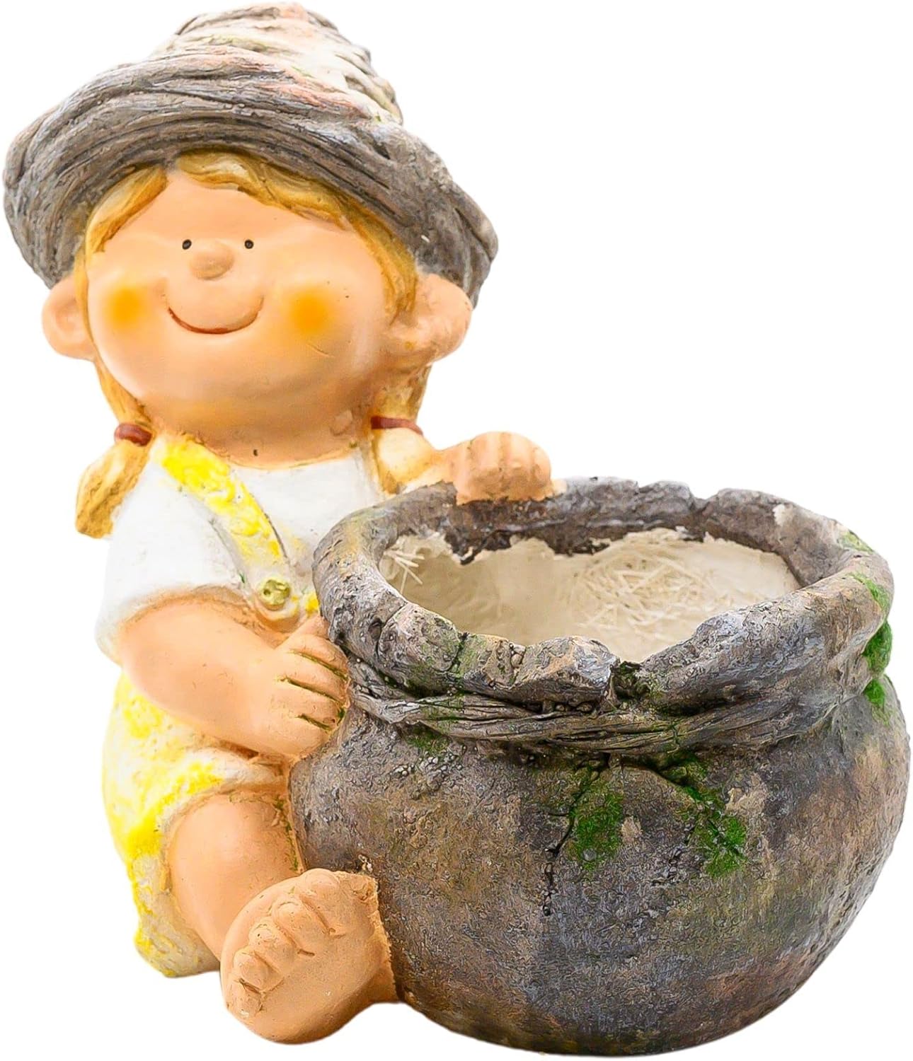 Wichtelstube-Kolletion XL Gartenfigur Isabel Dekoffigur für den Garten Wetterfest mit Blumentopf Gartendeko mit Blumentopf 35 x 28 x 31cm Pflanzkübel Balkon