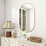 BEAUTYPEAK Bathroom Mirrors for Wall, 36"X24" Gold Oval Mirror with Metal Frame, Wall Mounted for Living Room Bedroom Bathroom Entryway, Hangs Horizontal Or Vertical