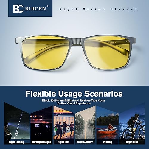 Miniatura 5 de BIRCEN Gafas de sol polarizadas para hombre, protección UV sombras clásicas para hombre, conducción, pesca, con marco de metal Al-Mg