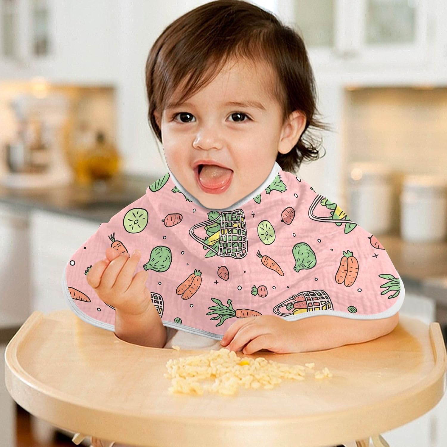 vvfelixl Cartoon Veggies Pink Burp Cloths for Baby Boy Girls Baby Washcloths Burp Rags 1 Pack