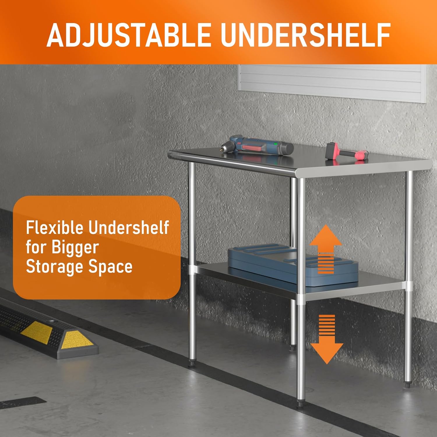 Stainless Steel Table for Food Prep & Work 30 x 36 inches Utility Table with Adjustable Undershelf, Commercial Workstation in Kitchen, Garage, Outdoor BBQ