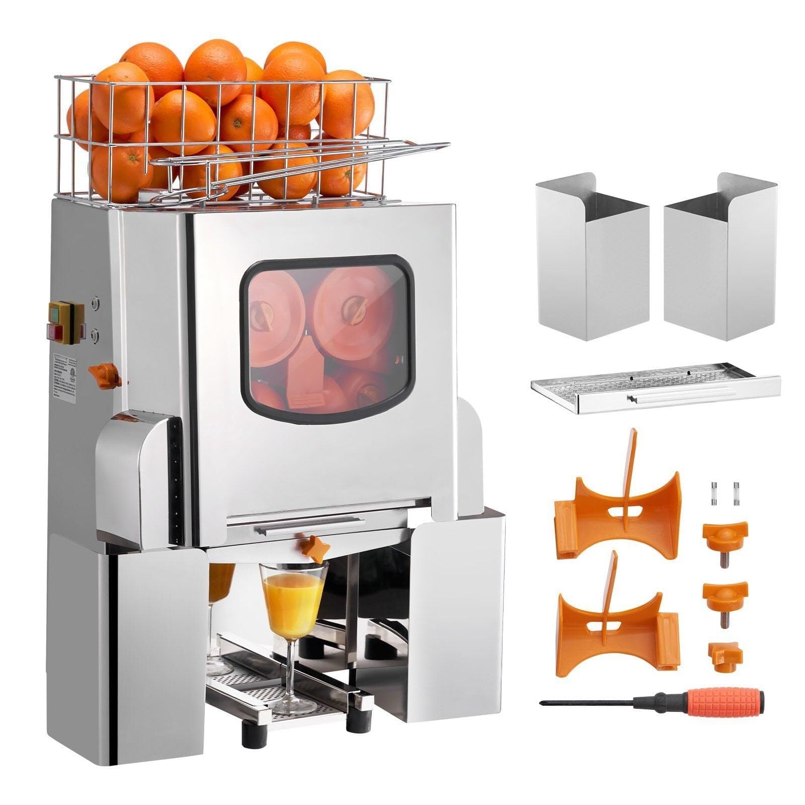 Commercial Orange Juicer Machine Automatic Juice Extractor Stainless Steel Squeezer 20 Oranges Minute Pull-Out Filter Box Cover 2
