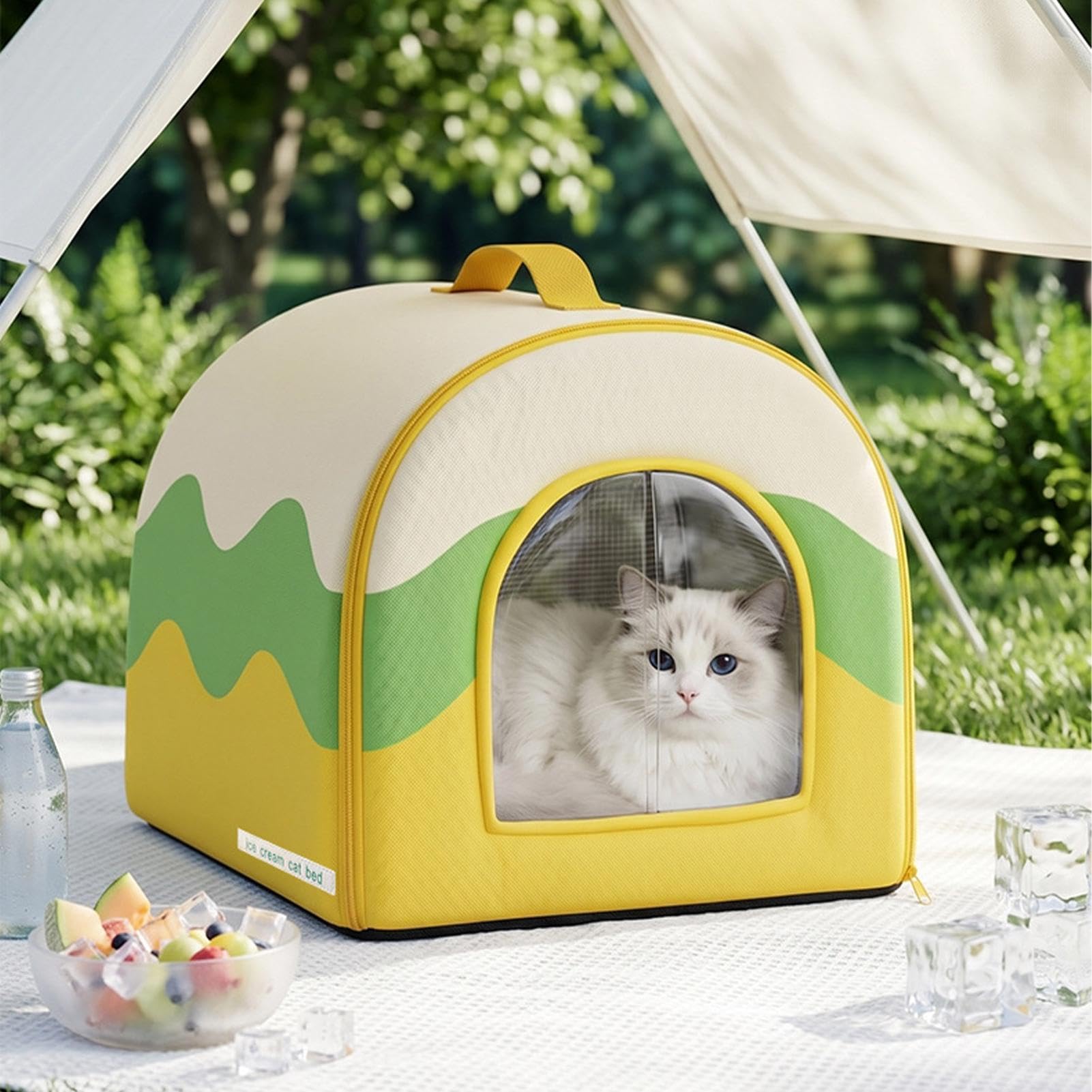 Genérico Casa Refrescante para Gatos Refugio de Verano para Gatitos | Cama Fría para Perros Exterior para Dueños Entrenadores Piso Hogar Oficina Dormitorio Sala Estudio Balcón Jardín