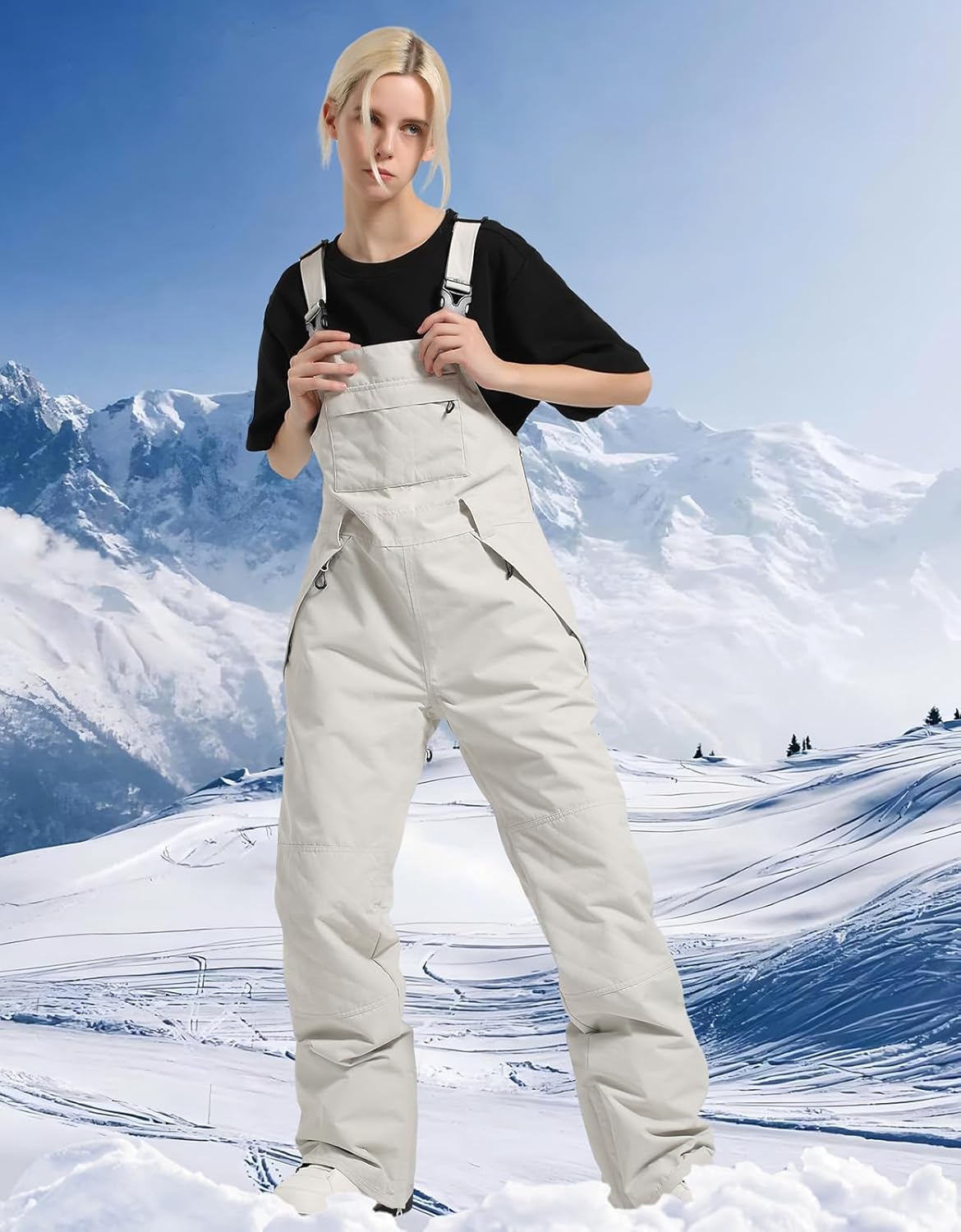 Women's Ski Bibs Snowboard Pants Snow Bib Tight Overalls Outdoor Bibs Ski Pants Waterproof Insulated Ripstop Sport - Image 3