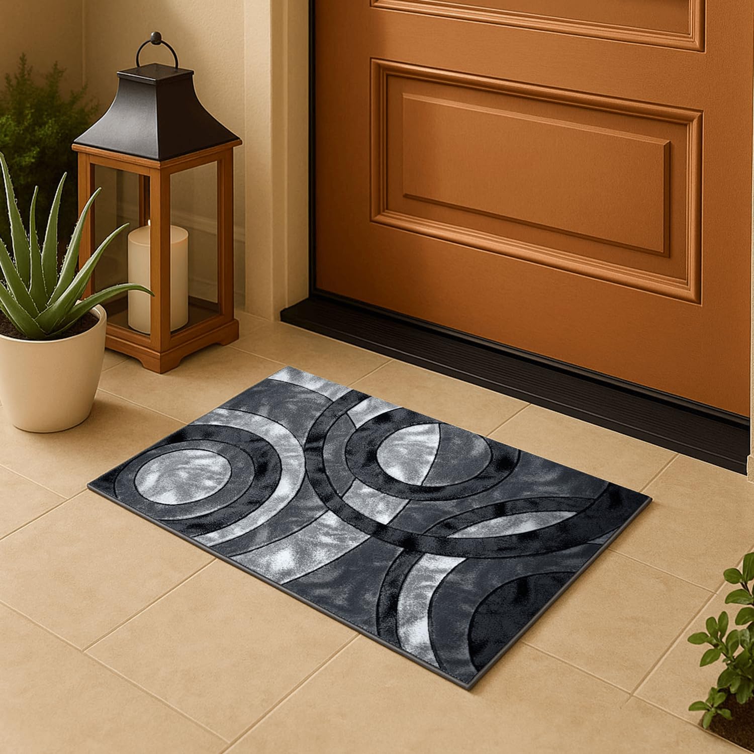 Cozy Haven Ecliptic Door Mat - Non-Slip Washable Doormat, Suitable for Indoor/Outdoor Use, Heavy Duty Dirt Trapper and Water Absorbent – (Grey, 50x80 cm) — image 1