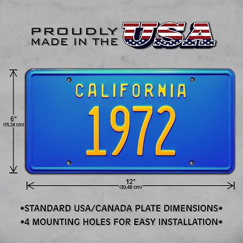 Miniatura 3 de California Vintage Hot Rod | 1972 | Placa de matrícula de tocador con estampado de metal
