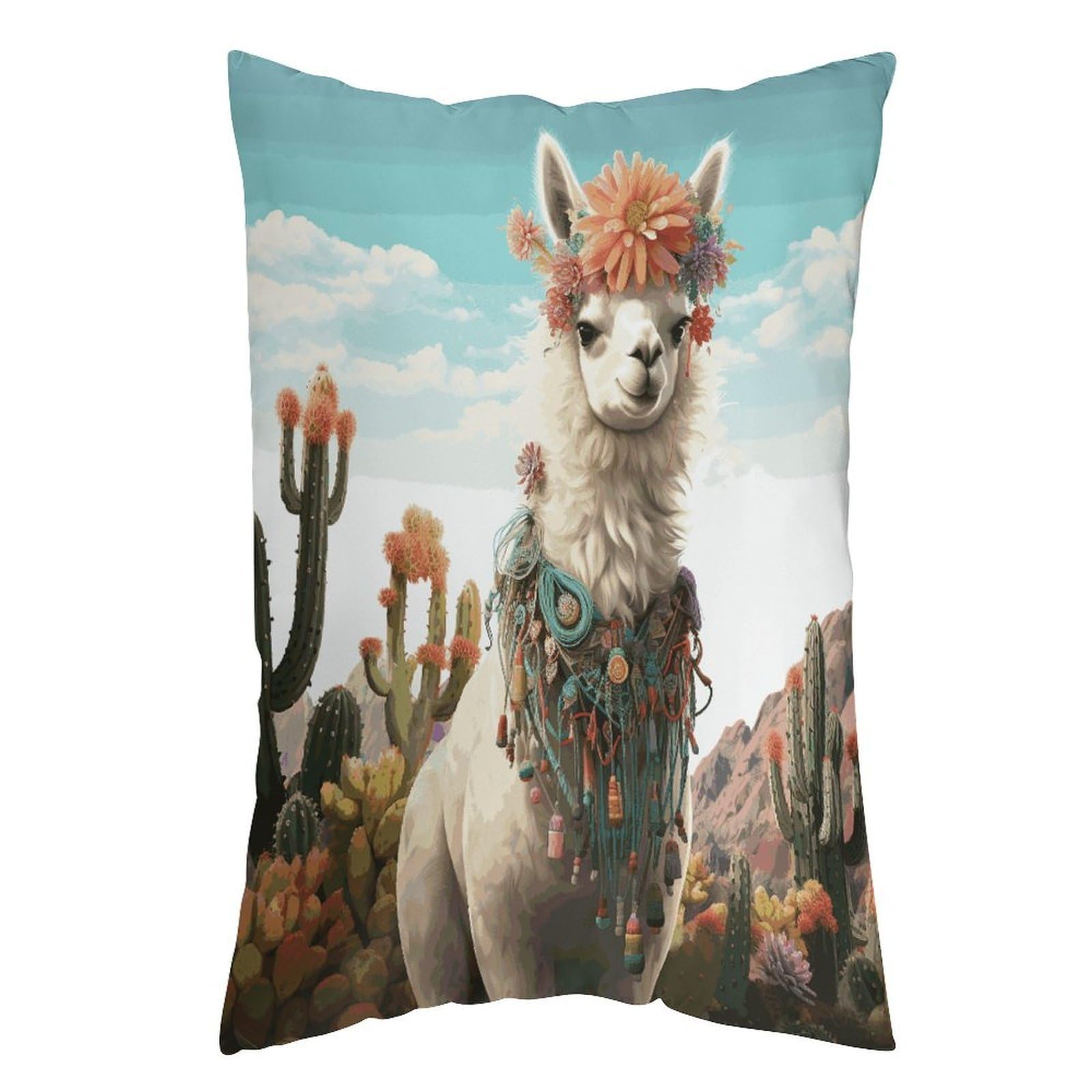 FekiLoot Mexican Llama Cactus Throw Pillow Cover Soft Pillowcase with Hidden Zipper Lumbar Decorative Throw Pillow Covers Luxury Cozy Pillows Shams Rectangle Cushion Cases